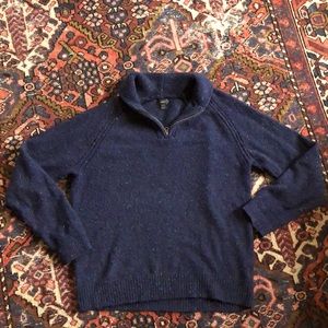 Marled indigo half zip wool blend sweater M